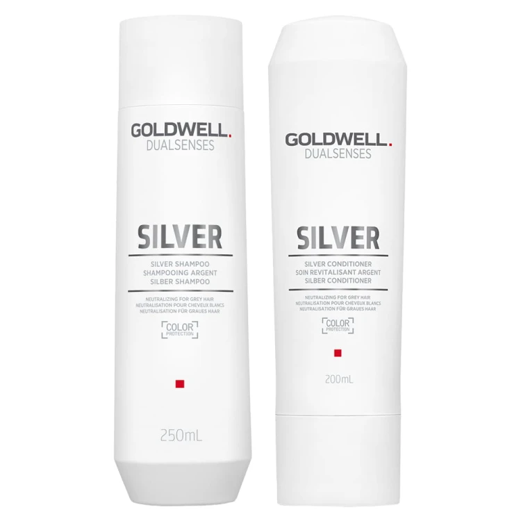 Goldwell Dualsenses Silver - Zestaw do Pielęgnacji Włosów Siwych - Szampon 250 ml + Odżywka 200 ml.webp