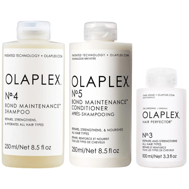OLAPLEX SET No. 3 Perfector & No. Shampoo & No. Conditioner - Zestaw Odbudowujący do Wszystkich Rodzajów Włosów - Szampon 250ml + Odżywka 250ml + Kuracja 100ml.jpg