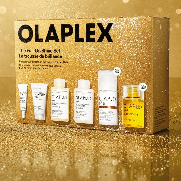 OLAPLEX SET The Full-On Shine No.3 & No. 4 & No. 5 & No.6 & No. 7 & No.0.5 - Zestaw Przywracający Blask Włosom gold.jpg