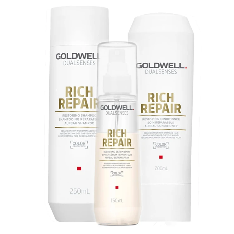Goldwell Dualsenses Rich Repair - Zestaw Regenerujący do Włosów Zniszczonych - Szampon 250ml + Odżywka 200ml + Spray 150ml (1).webp