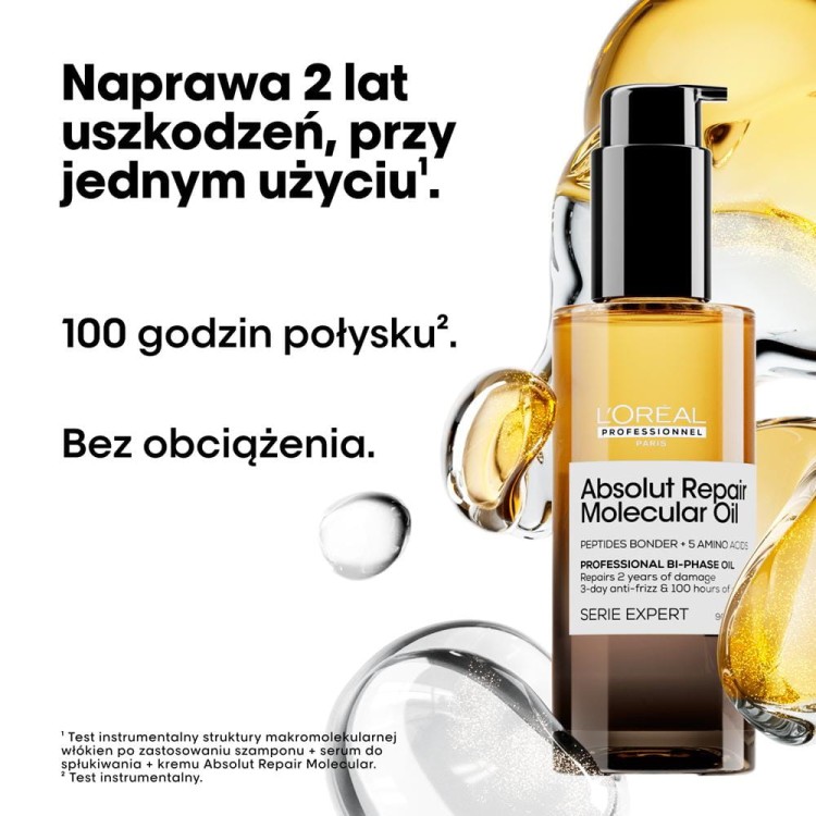 LOreal Absolut Repair Molecular Oil – Dwufazowy Olejek do Włosów Zniszczonych 90 ml test instrumentalny.jpg