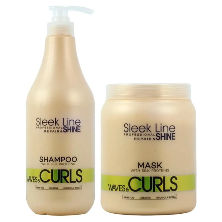 Stapiz Sleek Line Waves & Curls - Zestaw do Włosów Kręconych i Falowanych - Szampon 1L + Maska 1L.webp