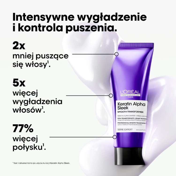 LOréal Professionnel Keratin Alpha Sleek Smooth Transformer - Kuracja Wygładzająca do Włosów Niezdyscyplinowanych 200ml efekty.jpg