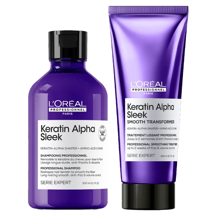 LOréal Professionnel Keratin Alpha Sleek - Zestaw Wygładzający - Szampon 300ml + Kuracja 200ml.jpg
