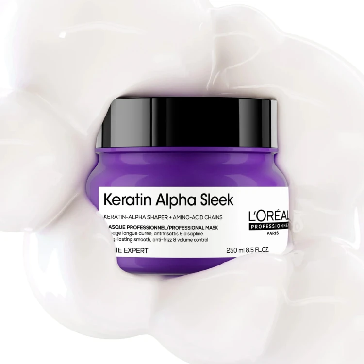 LOréal Professionnel Keratin Alpha Sleek Mask - Maska Wygładzająca do Włosów Niezdyscyplinowanych 250ml konsystencja.jpg