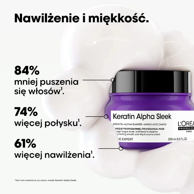 LOréal Professionnel Keratin Alpha Sleek Mask - Maska Wygładzająca do Włosów Niezdyscyplinowanych 250ml efekt użycia.jpg