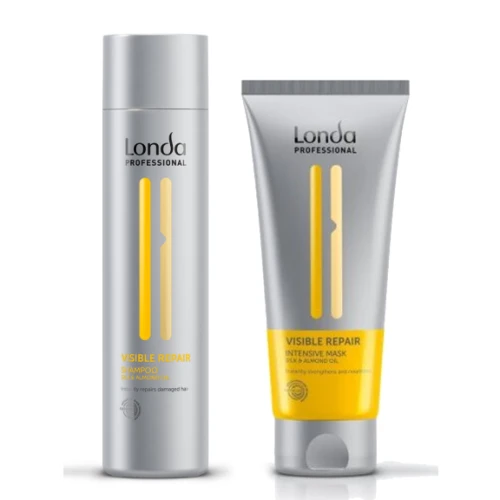 Londa Visible Repair Silk Extract & Almond Oil - Zestaw do Włosów Zniszczonych - Szampon 250ml + Maska 200ml.webp