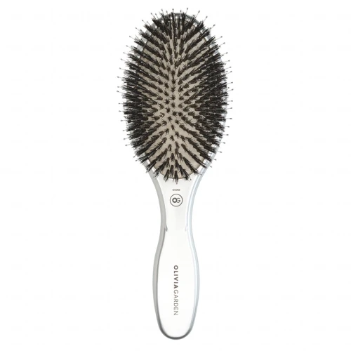 Olivia Garden Expert Care Oval Boar & Nylon Silver - Szczotka do Rozczesywania Włosów z Włosiem Dzika i Nylonowymi Pręcikami.webp