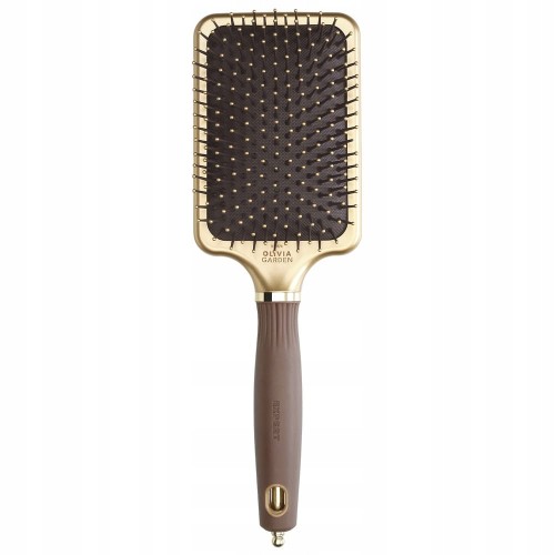 Olivia Garden Expert Care Rectangular Nylon Bristle Gold&Brown L - Duża Szczotka do Rozczesywania.jpg