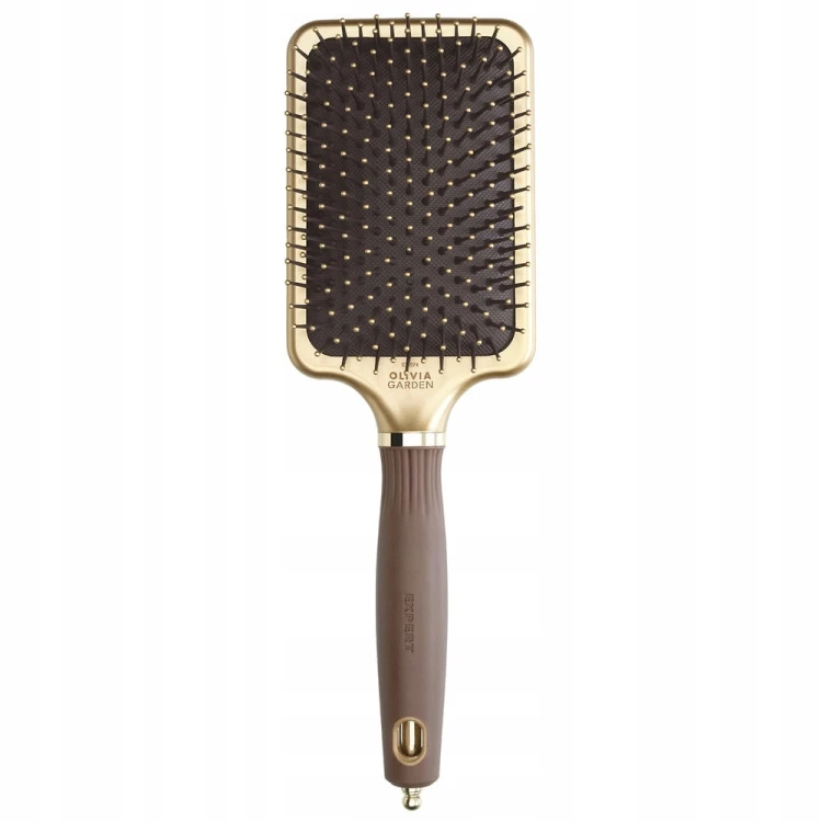 Olivia Garden Expert Care Rectangular Nylon Bristle Gold&Brown L - Duża Szczotka do Rozczesywania.jpg
