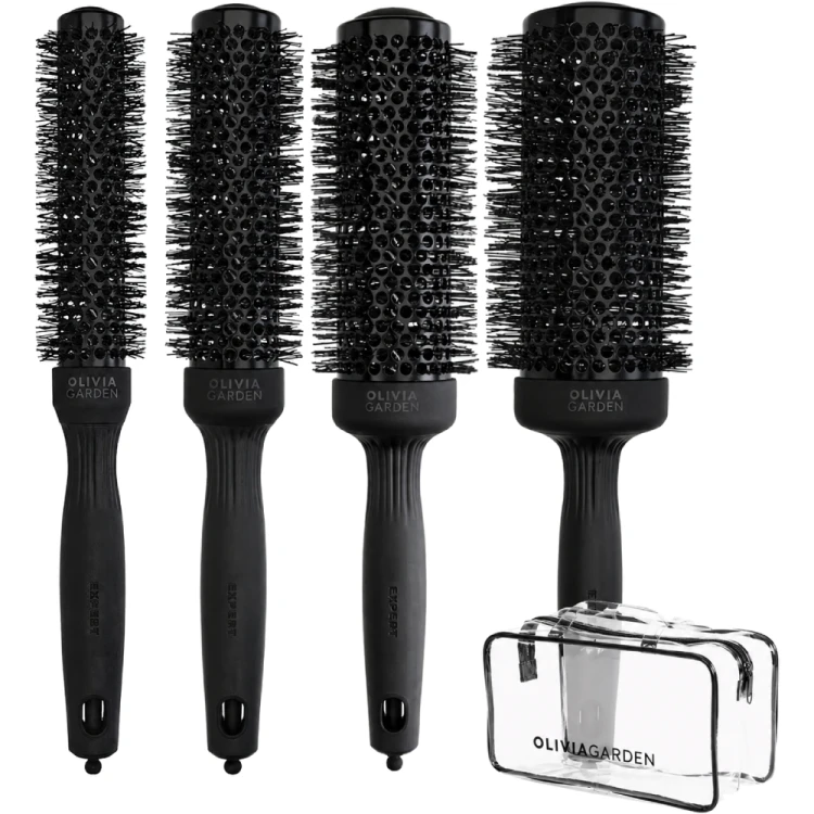 ZESTAW - 4 Profesjonalne Szczotki Olivia Garden Blowout Speed XL Black Label Wavy Bristles - 25 mm  35 mm  45 mm  55 mm + KOSMETYCZKA.png