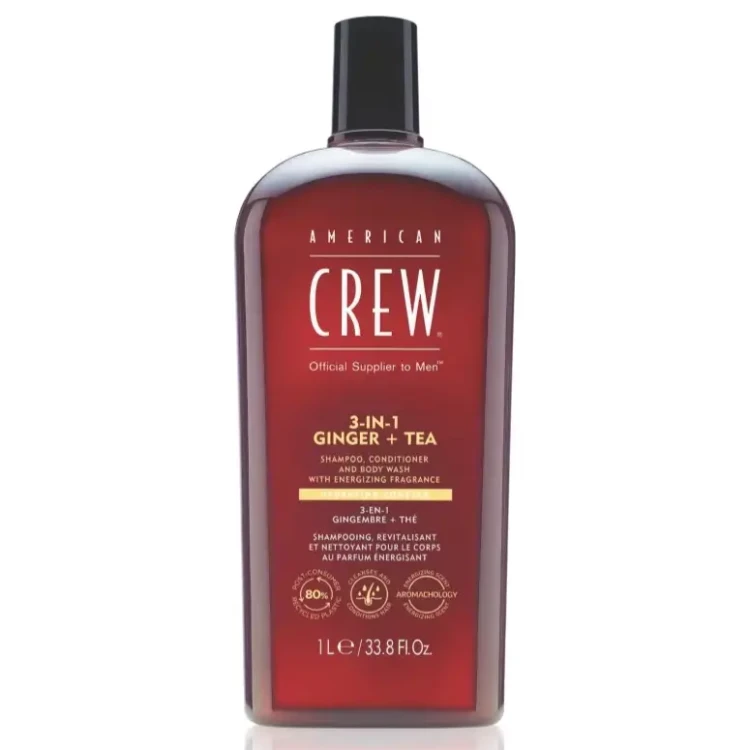 American Crew 3-in-1 Ginger + Tea - Szampon, Żel pod Prysznic i Odżywka w Jednym 1000ml.webp