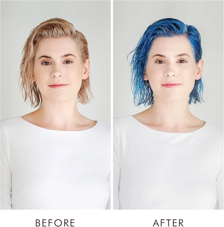 Moroccanoil Color Depositing Mask Aquamarine - Koloryzująca Maska do Włosów 200ml przed i po.jpg