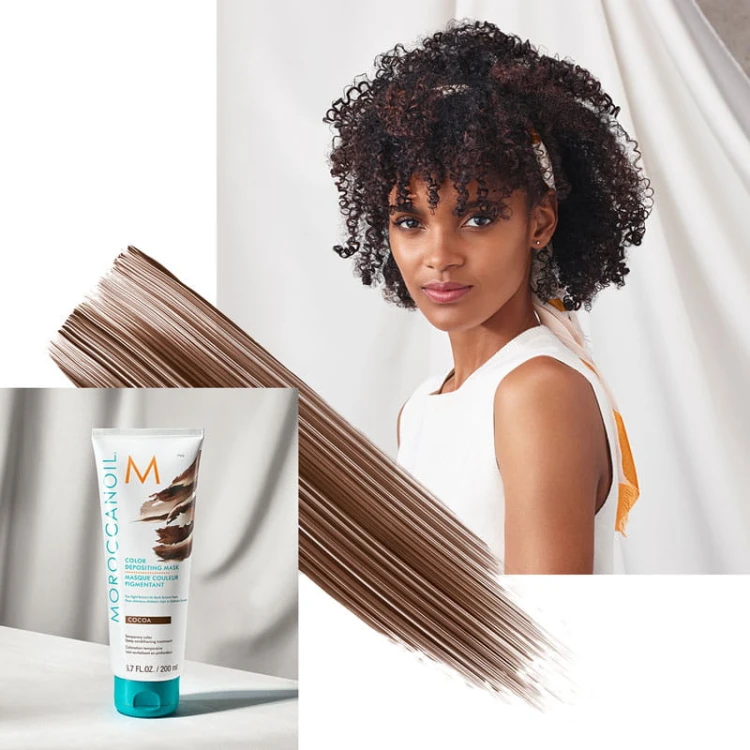 Moroccanoil Color Depositing Mask Cocoa - Koloryzująca Maska do Włosów 200ml efekt.jpg