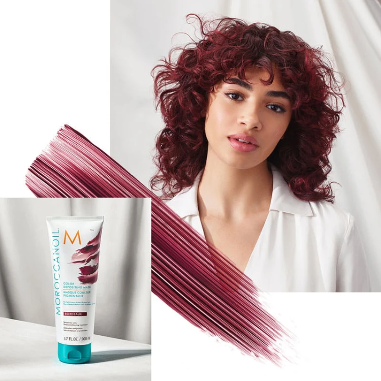 Moroccanoil Color Depositing Mask Bordeaux - Koloryzująca Maska do Włosów 200ml efekt.jpg