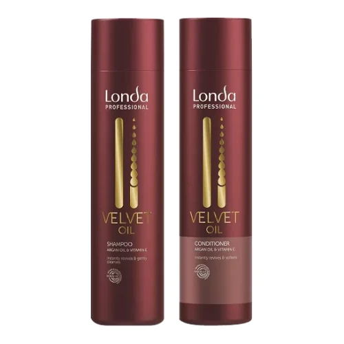 Londa Velvet Oil Argan Oil & Vitamin E - Odżywczy Zestaw Nawilżający z Olejkiem Arganowym - Szampon 250ml + Odżywka 250ml (1).webp