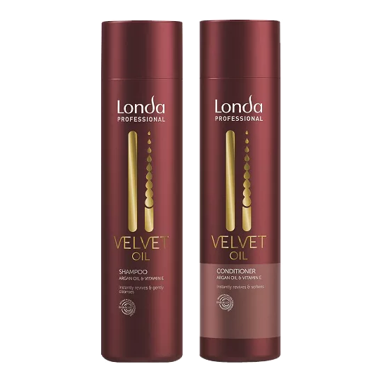Londa Velvet Oil Argan Oil & Vitamin E - Odżywczy Zestaw Nawilżający z Olejkiem Arganowym - Szampon 250ml + Odżywka 250ml (1).webp