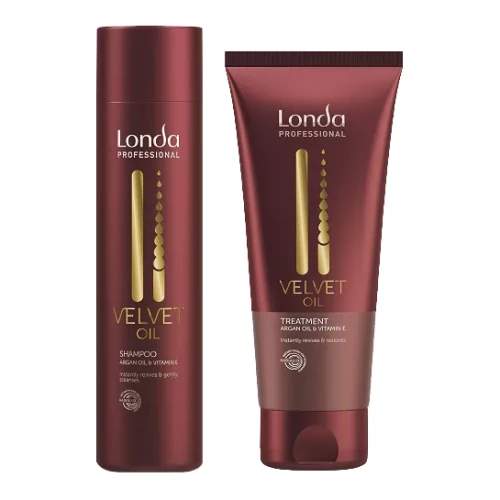 Londa Velvet Oil Argan Oil & Vitamin E - Odżywczy Zestaw Nawilżający z Olejkiem Arganowym - Szampon 250ml + Maska 200ml.webp