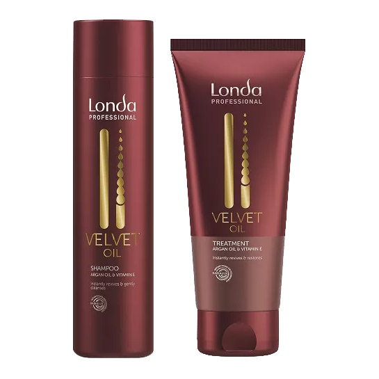 Londa Velvet Oil Argan Oil & Vitamin E - Odżywczy Zestaw Nawilżający z Olejkiem Arganowym - Szampon 250ml + Maska 200ml.webp