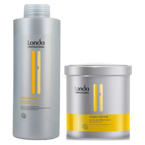 Londa Visible Repair Silk Extract & Almond Oil - Zestaw do Włosów Zniszczonych - Szampon 1000ml + Maska 750ml.webp