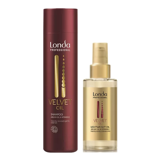 Londa Velvet Oil Argan Oil & Vitamin E - Odżywczy Zestaw Nawilżający z Olejkiem Arganowym - Szampon 250ml + Olejek 100ml.webp