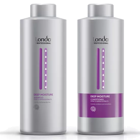 Londa Deep Moisture Honey & Mango Extracts Shampoo - Nawilżający Zestaw do Włosów Suchych - Szampon 1000ml + Odżywka 1000ml.webp