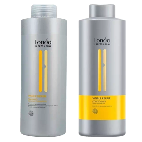 Londa Visible Repair Silk Extract & Almond Oil - Zestaw do Włosów Zniszczonych - Szampon 1000ml + Odżywka 1000ml.webp