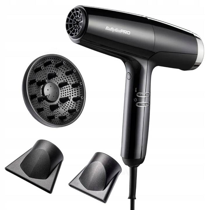 BaByliss PRO Falco Black&Silver - Ultracicha Suszarka do Włosów + Dyfuzor - 2000W - BAB8550BE